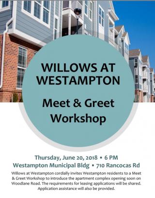 Willows at Westampton meet and greet on June 20